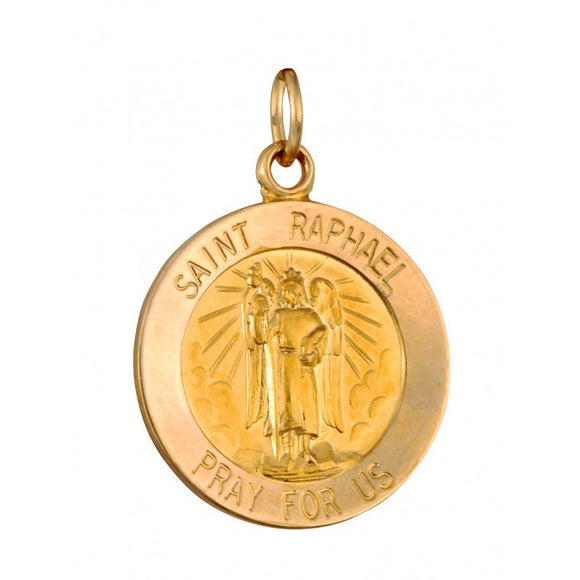 Saint Raphael 15.5mm 14K Yellow Gold Pendant Charm 22209-3922
