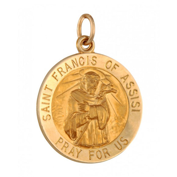 Saint Francis of Assisi 18.5mm 14K Gold Pendant Charm 33402-0233