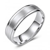 10K White Gold Milled Edge Matte Finish Wedding Band