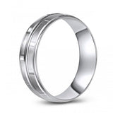 10K Brushed Finish Comfort Fit Textured Brick Pattern - Wedding Band