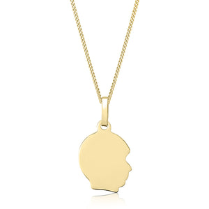 Yellow Gold Boy Silhouette Head - High Polished - Engraveable