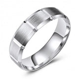 Brushed Finish 10K White Gold Wedding Ring with Block Pattern Design 881876688