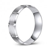 Brushed Finish 10K White Gold Wedding Ring with Block Pattern Design 881876688