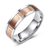 Two Tone 10K Gold Brushed Finish Wedding Band - Rustic Look 881877588