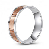 Two Tone 10K Gold Brushed Finish Wedding Band - Rustic Look 881877588