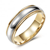 Two Tone Domed 10K Gold Wedding Band - Milled Edge 881874988