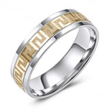 Geometric Patterned 10K Gold Two Tone Wedding Band 881875588