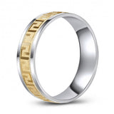 Geometric Patterned 10K Gold Two Tone Wedding Band 881875588