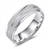 Wavelength Patterned Frosted Finish 10K White Gold Wedding Band 881877088