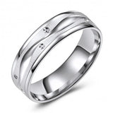 Brushed Finish 10K White Gold Wedding Band with Cut Pattern in Gentle Waves 881876888