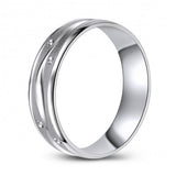 Brushed Finish 10K White Gold Wedding Band with Cut Pattern in Gentle Waves 881876888