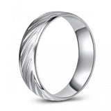 10K White Gold wedding Band with Diagonal Cut Pattern