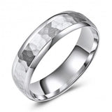 Matte Finish Hammered 10K White Gold Wedding Band 881876388