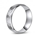 Matte Finish Hammered 10K White Gold Wedding Band 881876388