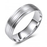 10K White Gold Brushed Finish Textured Ridged Wedding Band