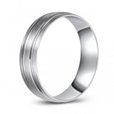 10K White Gold Brushed Finish Textured Ridged Wedding Band