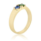 10K Yellow Gold Simple and Elegant Ring - 2 Birthstone Family Ring 22MJF-451-2022