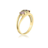 10K Yellow Gold Oval Stone Ring - 3 Birthstone Family Ring MJF451-09