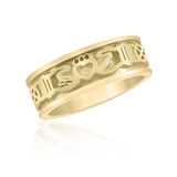 10K Yellow Gold Claddagh Ring with Celtic Knotwork 77334-0577