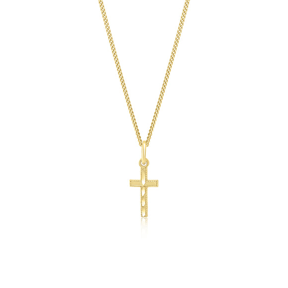 Cross Charm - Diamond Cut - 10Karat Gold