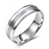 10K White Gold Wedding Band - Textured Stripe Band