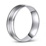 10K White Gold Wedding Band - Textured Stripe Band