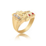 10K Yellow Gold Men's Truck Ring with Stones 44MJB983744