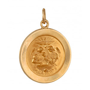 18.5mm 14K Yellow Gold Holy Baptism Medallion Pendant 33207-0633