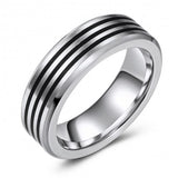 Black and Chrome Cobalt Striped Wedding or Fashion Band KSCO-11