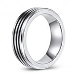 Black and Chrome Cobalt Striped Wedding or Fashion Band KSCO-11