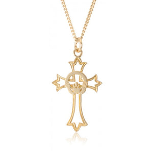 High Polish Claddagh Cross in 10K Yellow Gold 77136-3177