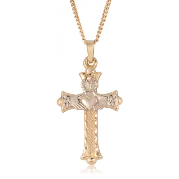 14K Two Tone Claddagh Cross 77203-1177