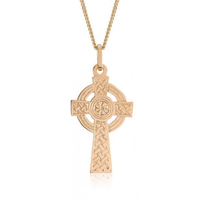 Large Textured Celtic Sun Cross Pendant in 10K Yellow Gold 77335-0177