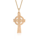 Large Textured Celtic Sun Cross Pendant in 10K Yellow Gold 77335-0177