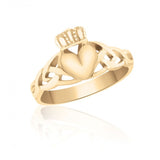 Claddagh Ring with Celtic Knotwork Band in 10K Yellow Gold 77203-2377