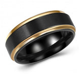 Chic Black-Gold Two-Toned Tungsten Ring Band - 8mm - Wedding - Fashion - Men's - Unisex - Engravable - Flat MJ-TUR-448-100