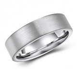 Stylish Tungsten Ring Band - Wedding - 7mm - Fashion - Brushed Finish - Men's - Unisex - Engravable - Flat MJ-TUR-448-103