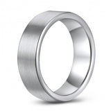 Stylish Tungsten Ring Band - Wedding - 7mm - Fashion - Brushed Finish - Men's - Unisex - Engravable - Flat MJ-TUR-448-103