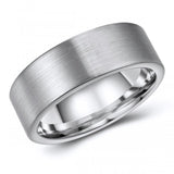 Modern Tungsten Ring Band - Wedding - 8mm - Fashion - Brushed Finish - Men's - Unisex - Engravable - Flat MJ-TUR-448-104