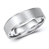 Mod-Chic Squared Tungsten Ring Band - Wedding - 6mm - Fashion - Brushed Finish - Men's - Unisex - Engravable - Flat MJ-TUR-448-105