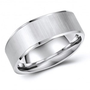 Mod-Chic Squared Tungsten Ring Band - Wedding - 8mm - Fashion - Brushed Finish - Men's - Unisex - Engravable - Flat MJ-TUR-448-106