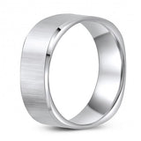 Mod-Chic Squared Tungsten Ring Band - Wedding - 8mm - Fashion - Brushed Finish - Men's - Unisex - Engravable - Flat MJ-TUR-448-106