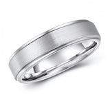 Trendy Tungsten Ring Band - Wedding - 6mm - Fashion - Brushed Finish - Men's - Unisex - Engravable - Flat MJ-TUR-448-109