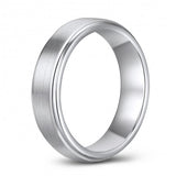 Trendy Tungsten Ring Band - Wedding - 6mm - Fashion - Brushed Finish - Men's - Unisex - Engravable - Flat MJ-TUR-448-109