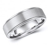 Chic Tungsten Ring Band - Wedding - 7mm - Fashion - Brushed Finish - Men's - Unisex - Engravable - Flat MJ-TUR-448-110