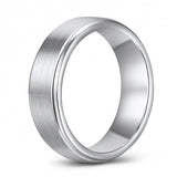 Chic Tungsten Ring Band - Wedding - 7mm - Fashion - Brushed Finish - Men's - Unisex - Engravable - Flat MJ-TUR-448-110