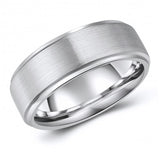 Stylish Tungsten Ring Band - Wedding - 8mm - Fashion - Brushed Finish - Men's - Unisex - Engravable - Flat MJ-TUR-448-111