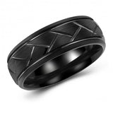 Braid Textured Black Tungsten Ring Band - Wedding - 8mm - Fashion - Brushed Finish - Men's - Unisex - Engravable - Flat MJ-TUR-448-112