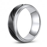 Chic Black Tungsten Two-Tone Ring Band - Wedding - 9mm - Fashion - Brushed Finish - Men's - Unisex - Engravable - Flat MJ-TUR-448-126