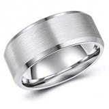 Stylish Tungsten Ring Band - Wedding - 9mm - Fashion - Brushed Finish - Men's - Unisex - Engravable - Flat MJ-TUR-448-129